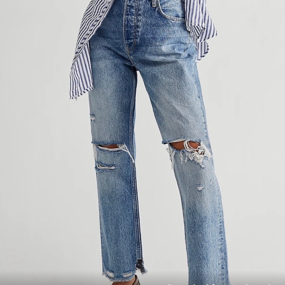 free People tapered Baggy Boyfriend in Mid Century Blue